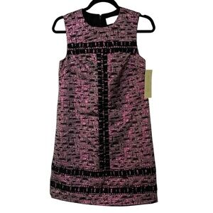 NWT Mikael Aghal Black Pink Metallic Mini Dress 0